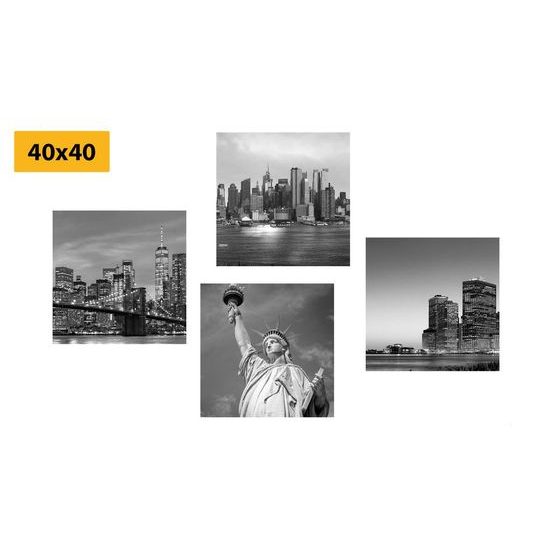 Set obrazů nádherný New York v černobílém provedení