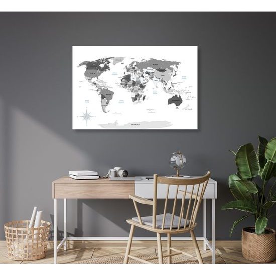 Obraz na korku mapa s vyznačenými oceánmi