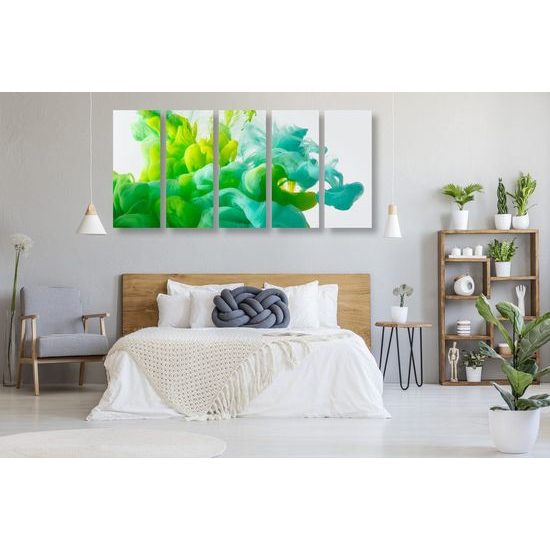 5-dílný obraz nádherná abstrakce zelené barvy