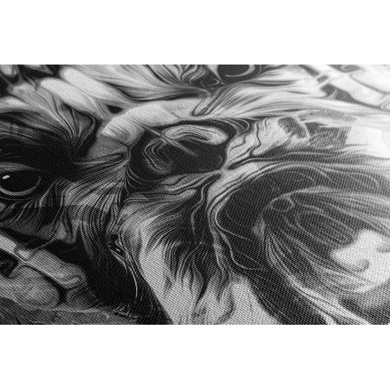 Obraz rozzlobený buldoček v černobílém provedení