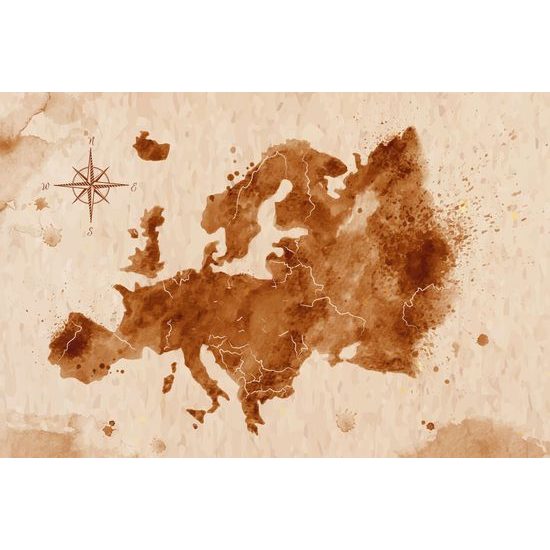 Obraz stará mapa Evropy v sépiovém provedení