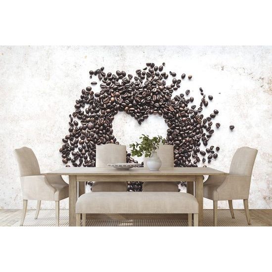 Samolepící fototapeta kávová zrna ve tvaru srdce