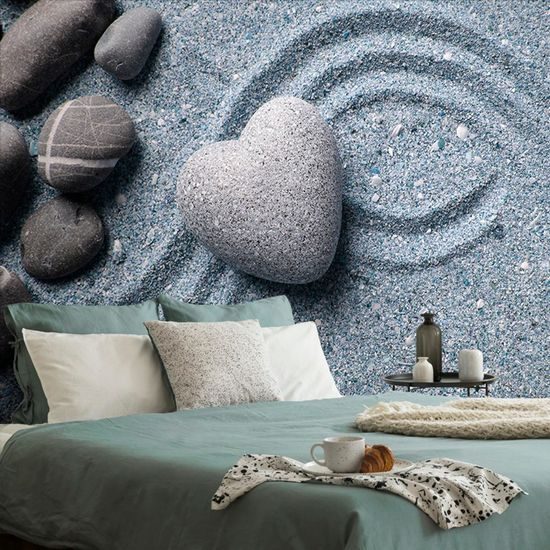 Fototapeta kamenné srdce na písku