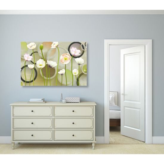 Obraz květiny bílého máku s abstraktním pozadím