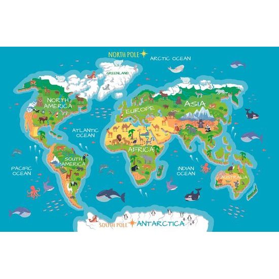 Tapeta přehledná mapa světa pro děti