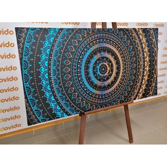 Obraz krásná modře zlatá Mandala