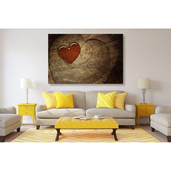 Obraz malebné srdce na pařezu