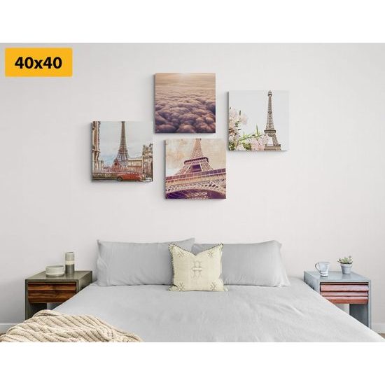 Set obrazů romantická Eiffelova věž