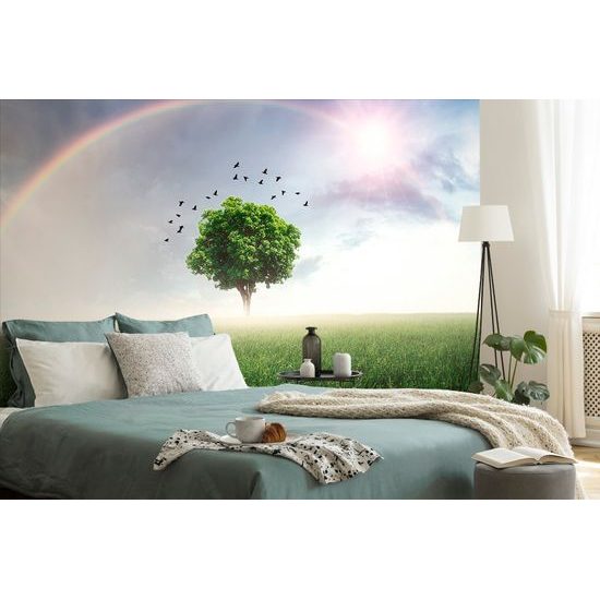 Samolepící tapeta magický strom pod duhou