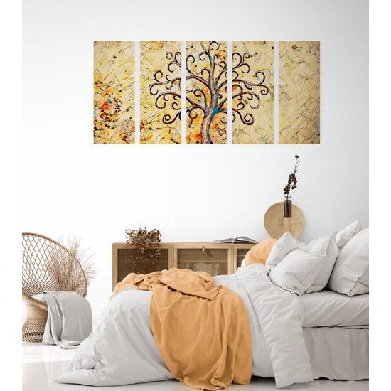 5-dílný obraz nehynoucí strom života