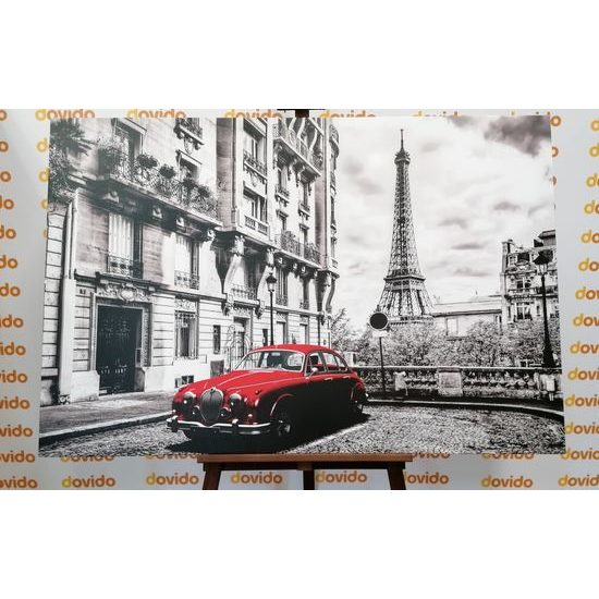 Obraz červený veterán v historické Paříži