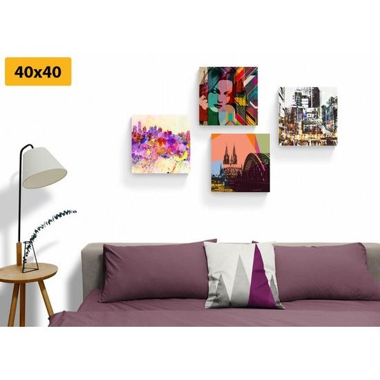 Set obrazů pestrobarevné podoby metropole