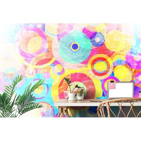 Tapeta pestrobarevné kruhy ve stylu grunge