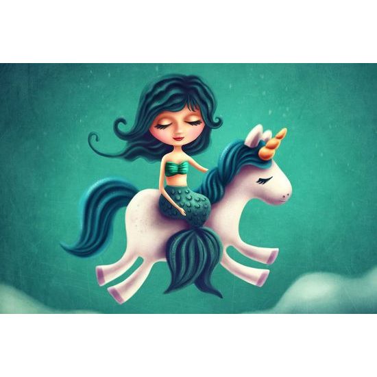 Obraz mořská víla na jednorožci