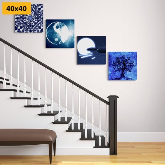 Set obrazů harmonie na modrém pozadí