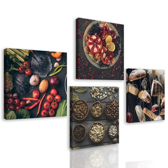 Set obrazů kvalitní suroviny na černém pozadí