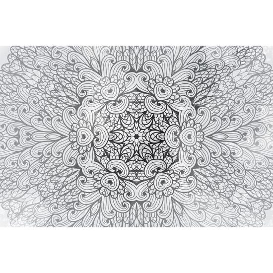 Obraz umělecká Mandala v černobílém provedení
