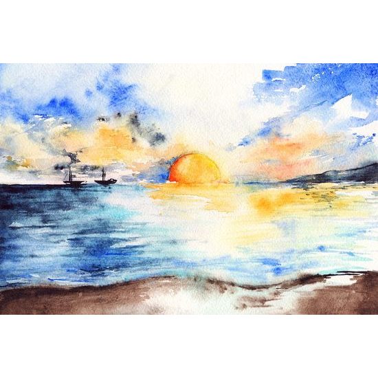 Samolepící tapeta malba západu slunce nad mořem