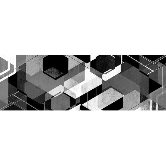 Obraz futuristická abstrakce tvarů v černobílém provedení