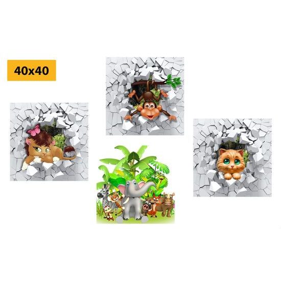 Set obrazů zvířátka z džungle