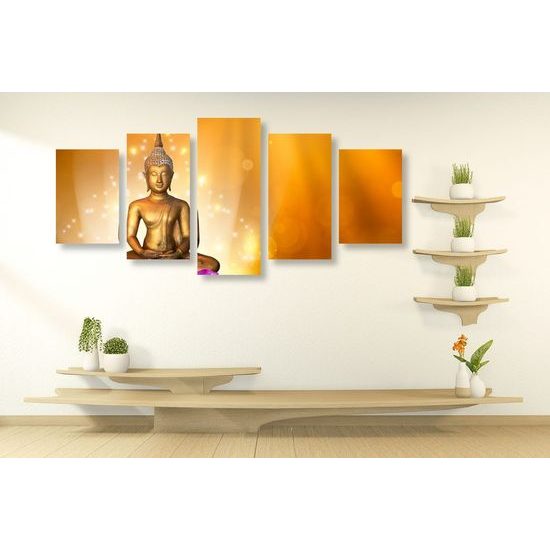 5-dílný obraz Buddha ve zlatém provedení