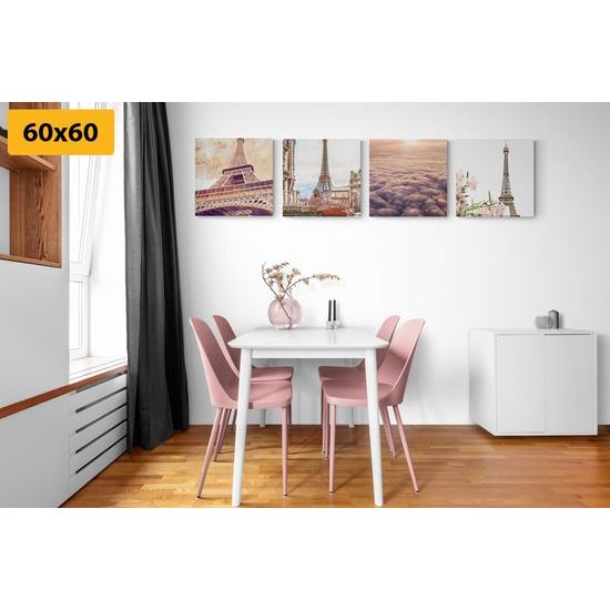 Set obrazů romantická Eiffelova věž