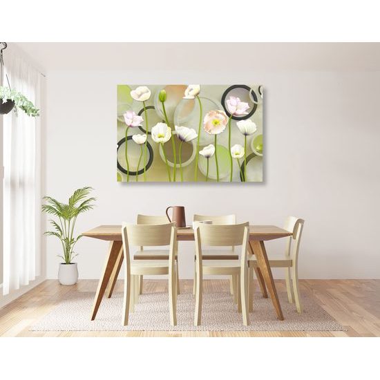 Obraz květiny bílého máku s abstraktním pozadím