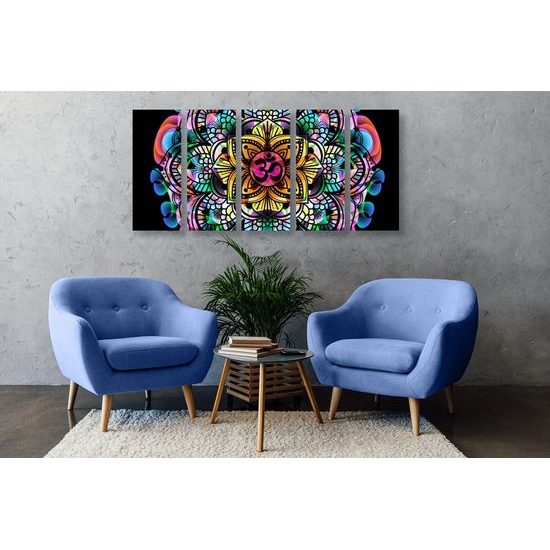 5-dílný obraz abstraktní Mandala
