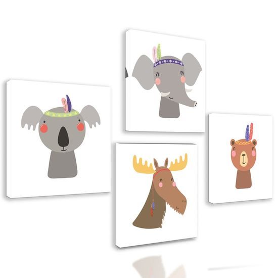 Set obrazů kreslená zvířátka