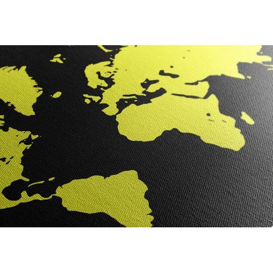 Obraz černo žlutá mapa světa