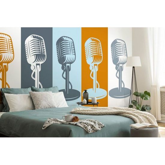 Tapeta mikrofony na pestrém pozadí