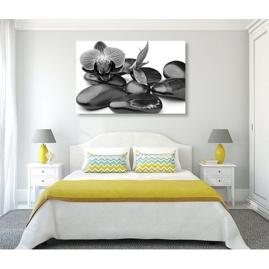Obraz ploské wellness kameny v černobílém