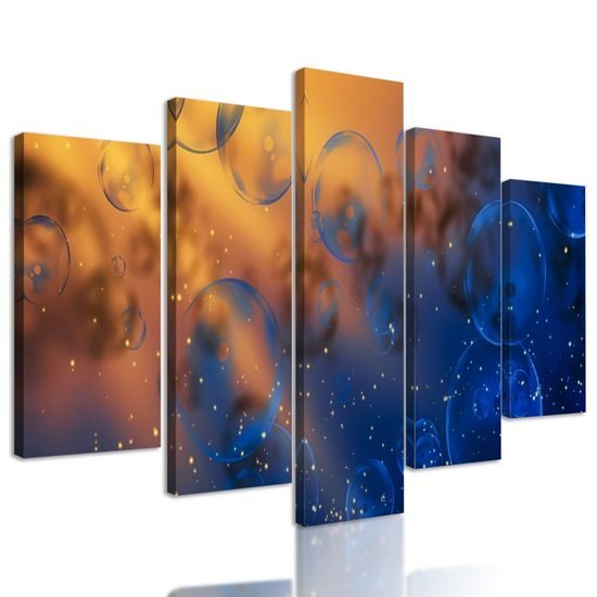 5-dílný obraz bublinky a noční obloha