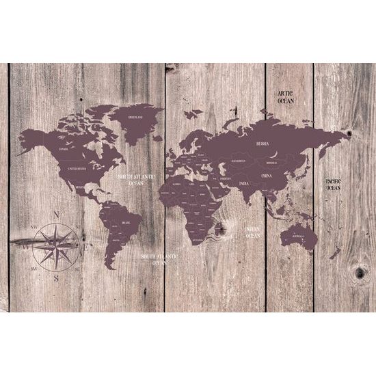 Tapeta hnědá mapa na dřevěném podkladu