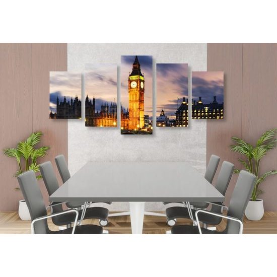 5-dílný obraz nasvícený Big Ben