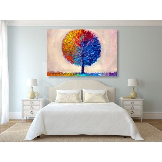 Obraz pestrobarevný strom v akvarelovém provedení