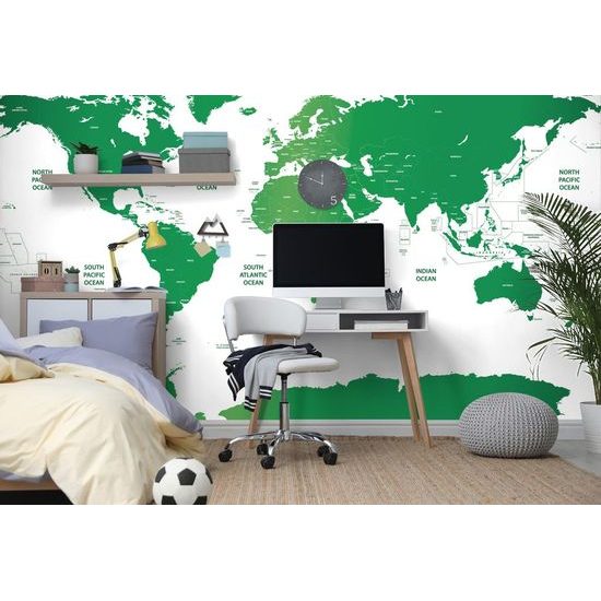 Tapeta podrobná mapa světa v zelené barvě