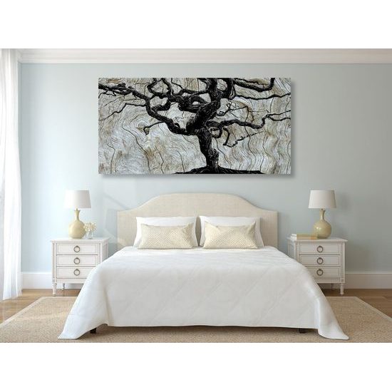 Obraz tajuplný strom na dřevěném podkladu