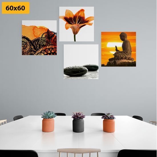 Set obrazů Feng Shui v oranžových barvách