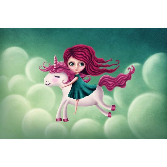 Tapeta holčička na kouzelném jednorožci