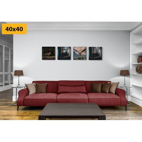 Set obrazů majestátní lesní zvířata