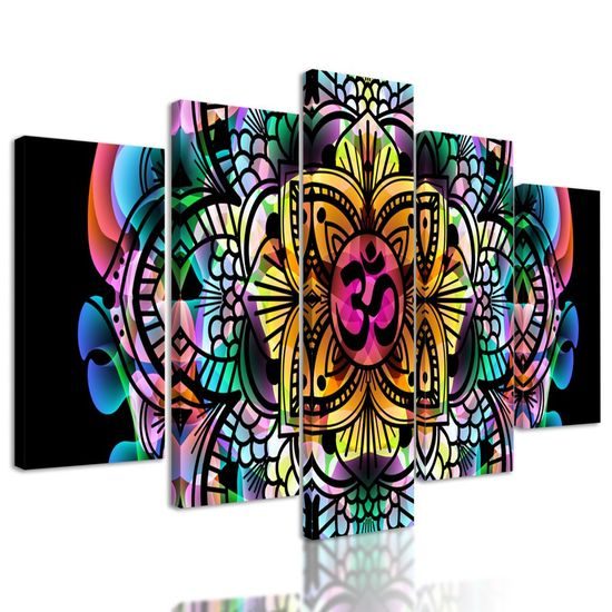 5-dílný obraz abstraktní Mandala