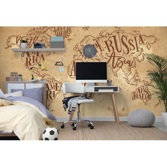 Samolepící tapeta abstraktní mapa celého světa ve vintage provedení
