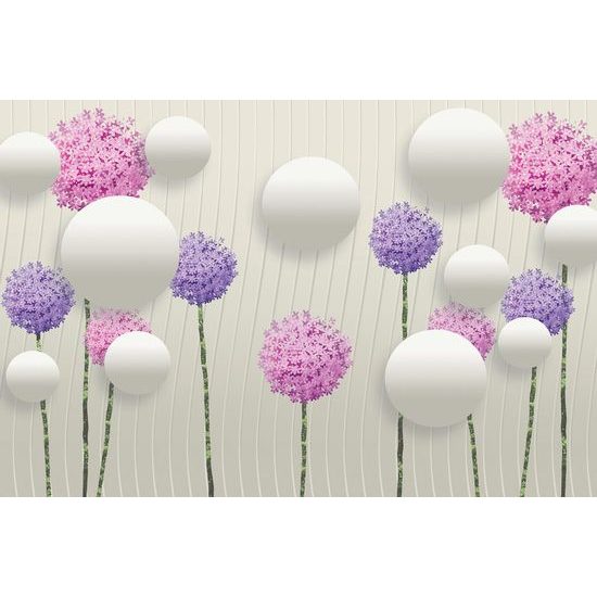 Tapeta barevné květiny s abstraktními prvky