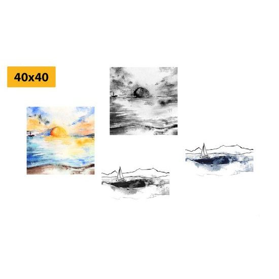 Set obrazů krásné olejomalby moře