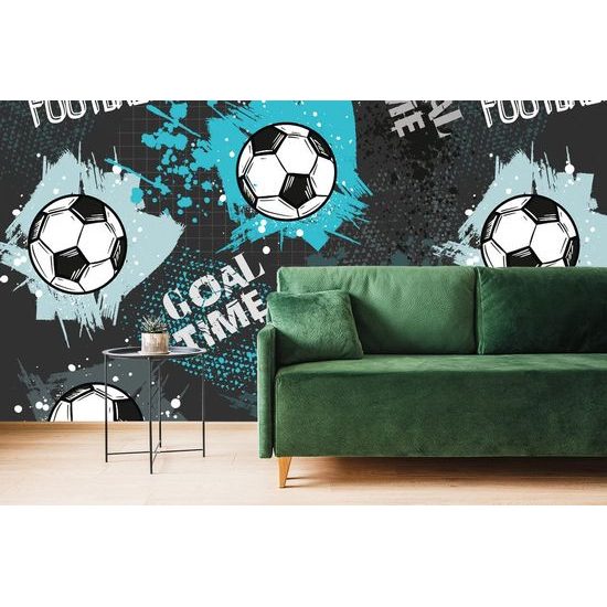 Samolepící tapeta fotbalový míč na tyrkysovém pozadí