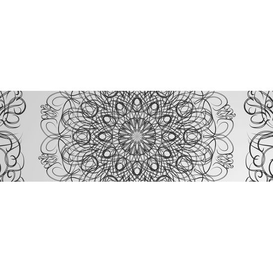 Obraz jemná květinová Mandala v černobílém provedení