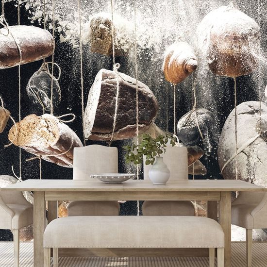 Samolepící fototapeta zátiší ze zavěšeného pečiva