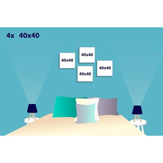 Set obrazů abstraktní zvířata v černobílém provedení