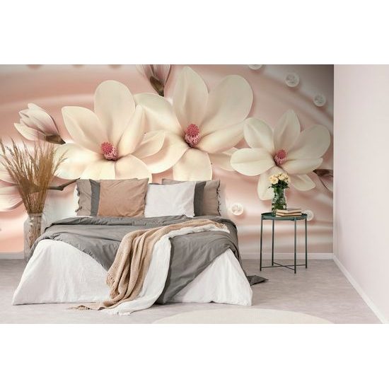 Tapeta půvabná béžová magnolie